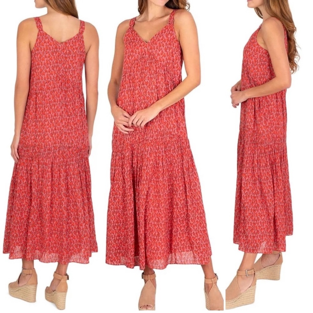 Joie Dress Maxi Summer Cotton Lined Women Size XL Tea Rose‎ V-Neck Sleeveless